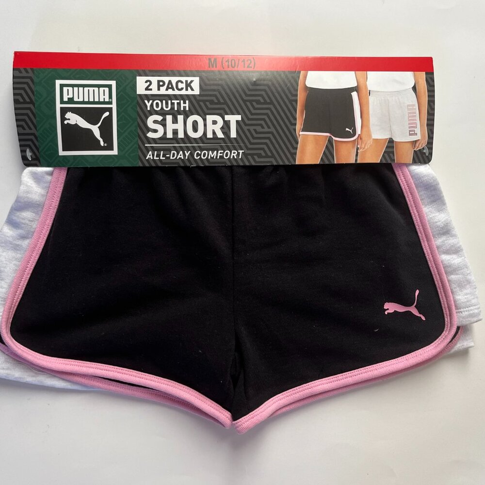 New Puma Girls Shorts – 2 Pairs (Size M 10/12)
